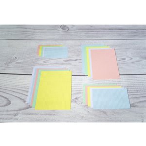 Confezione da 100 cartoncini non perforati, DIN A7 74x105mm, 205g, quadrettati Bianco