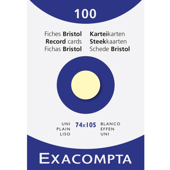 Confezione da 100 cartoncini non perforati, DIN A7 74x105mm, 205g, bianco Giallo