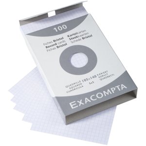Confezione da 100 schedari non perforati DIN A6 105x148mm 205g bianco a scacchiera