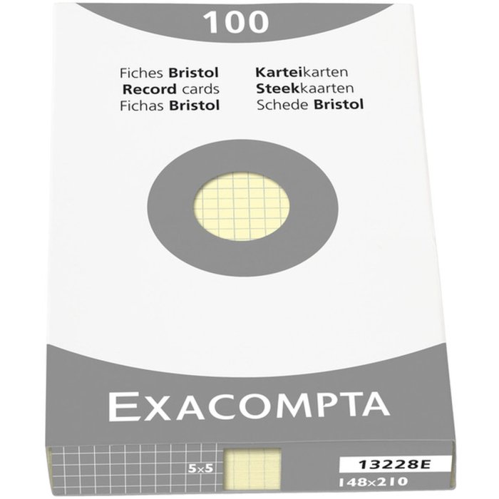 Schede Exacompta A5 a scacchiera non perforate 100 pezzi giallo