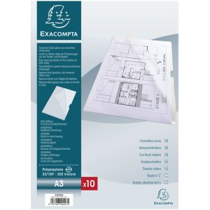 10 pz. tasche portadocumenti formato DIN A3 verticale cristallo