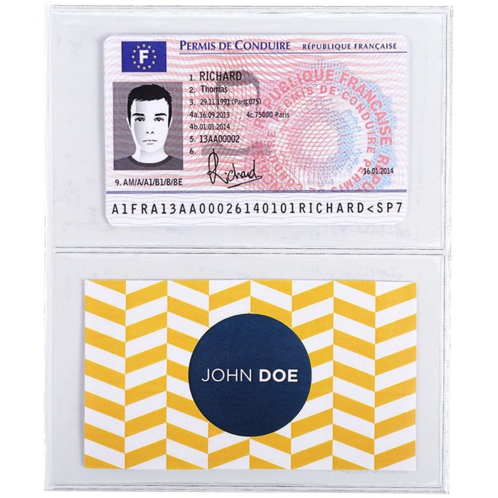 Confezione da 10 custodie protettive per carte di credito e biglietti da visita in PVC liscio 150µ, 64x110mm