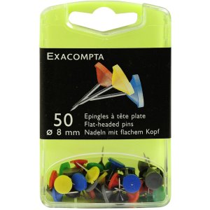 Aghi a testa piatta in blister 50 pezzi colori assortiti