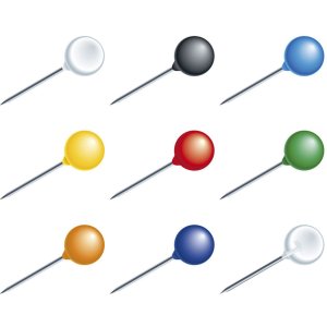 Aghi a testa tonda in blister 50 pezzi colori assortiti