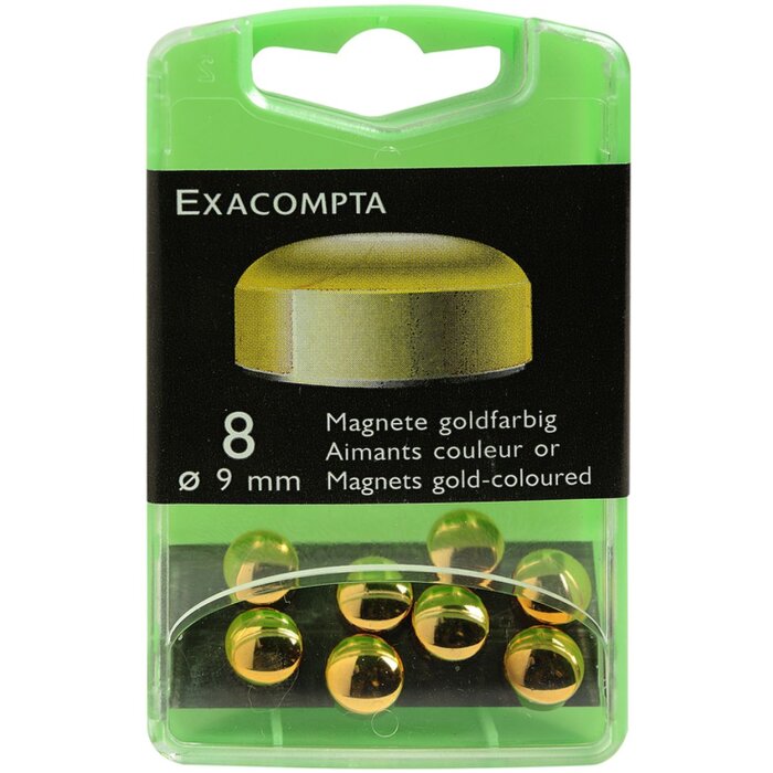 Scatola di 8 magneti, Ø9 mm oro