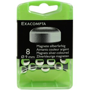 Scatola di 8 magneti, Ø9mm argento