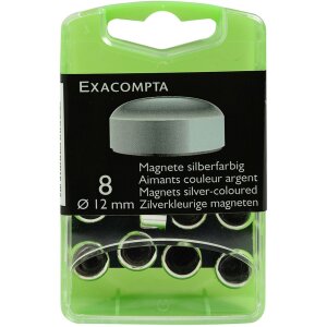 Scatola di 8 magneti, Ø12mm argento