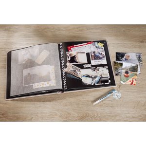 Walther Album fotografico in lino NERO BIANCO nero 30x30 cm 50 pagine nere