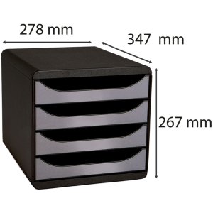 Cassettiera Big-Box Classic nero-argento metallizzato