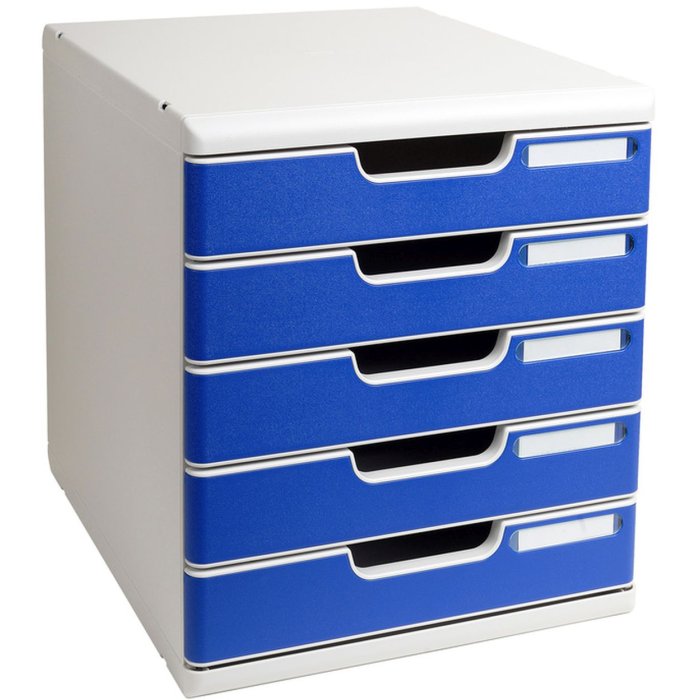 Cassettiera A4+ con 5 cassetti grigio chiaro-blu