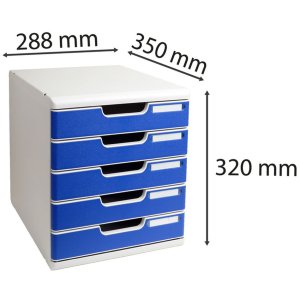 Cassettiera A4+ con 5 cassetti grigio chiaro-blu