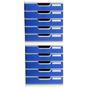 Cassettiera A4+ con 5 cassetti grigio chiaro-blu