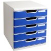 Cassettiera A4+ con 5 cassetti grigio chiaro-blu