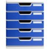 Cassettiera A4+ con 5 cassetti grigio chiaro-blu