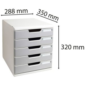 Cassettiera A4+ con 5 cassetti grigio chiaro-grigio pietra
