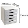 Cassettiera A4+ con 5 cassetti grigio chiaro-grigio pietra