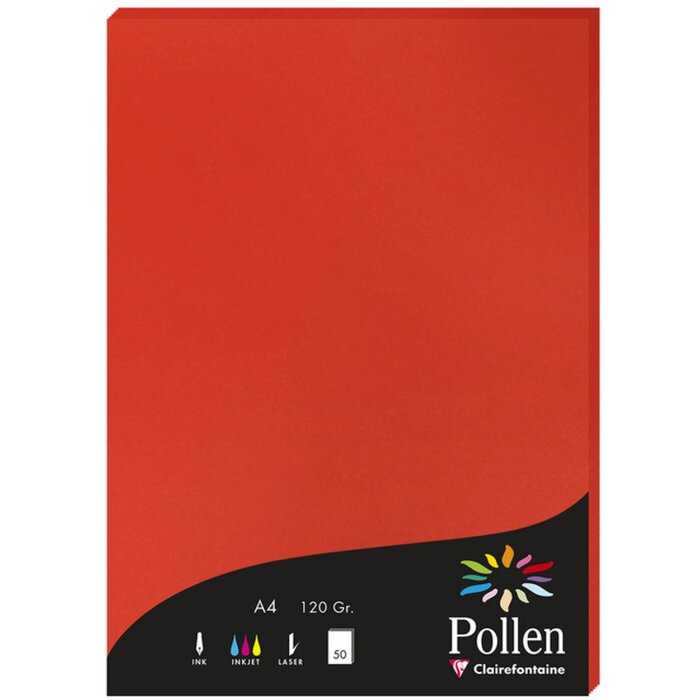 Carta polline A4 120g 50 fogli rosso corallo