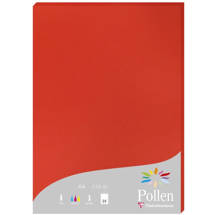 Carta A4 Pollen 210g rosso corallo 25 fogli