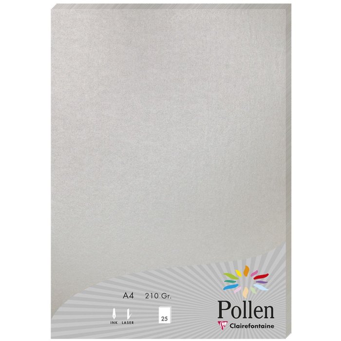 Carta A4 Pollen 210g argento 25 fogli