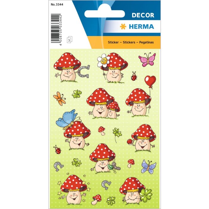 Adesivi HERMA Funghi colorati fortunati serie DECOR