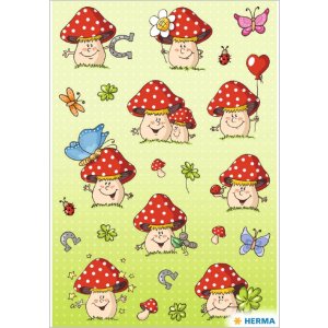 Adesivi HERMA Funghi colorati fortunati serie DECOR