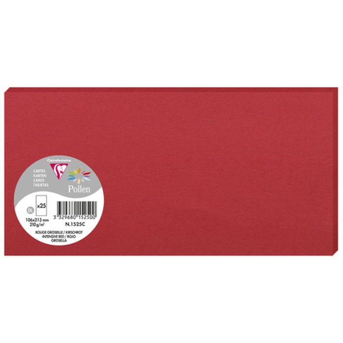 Confezione 25 cartoline Polline, DL 106x213mm, 210g rosso ciliegia