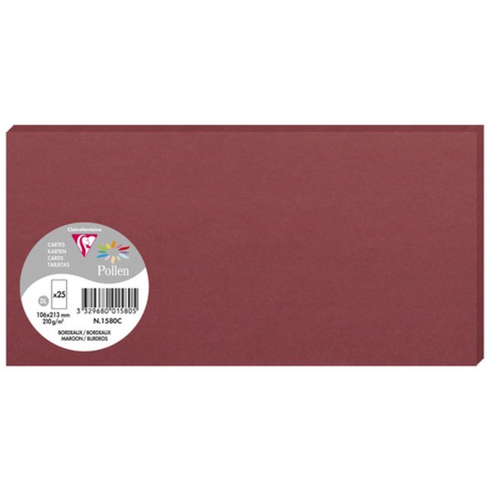 Confezione 25 cartoncini Polline, DL 106x213mm, 210g bordeaux