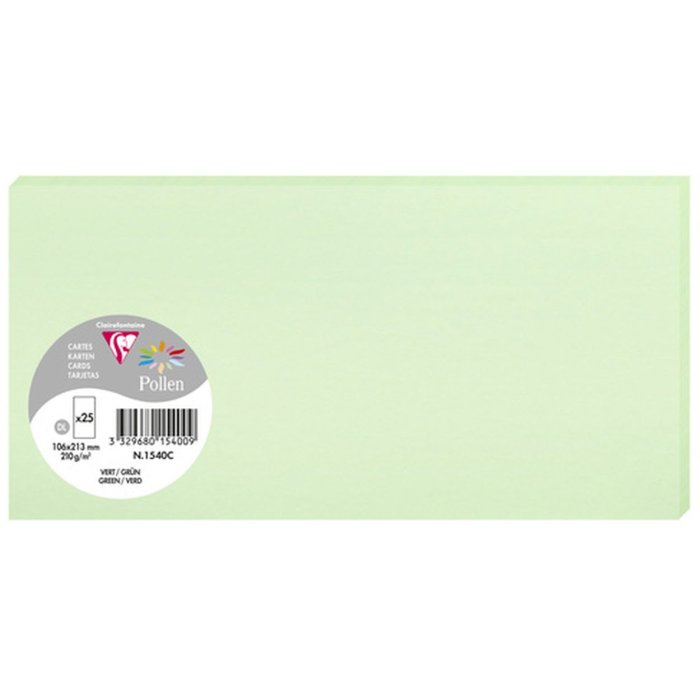 Confezione da 25 cartoncini Polline, DL 106x213mm, 210g verde