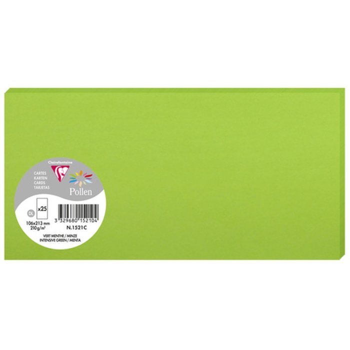Confezione 25 cartoncini Polline, DL 106x213mm, 210g menta