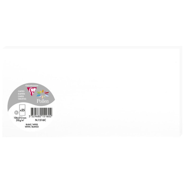 Confezione da 25 cartoncini Polline, DL 106x213mm, 210g bianco