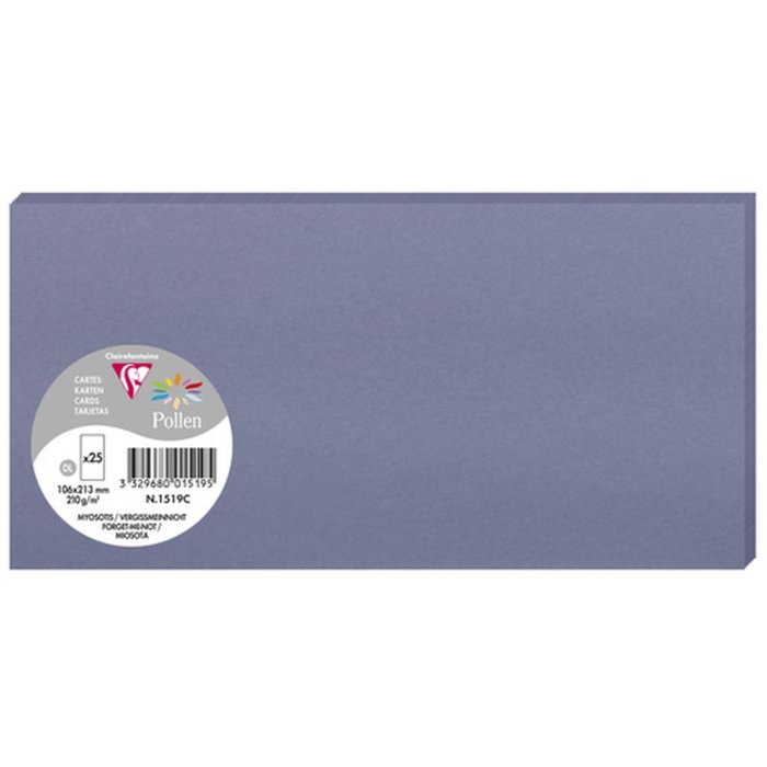Confezione 25 cartoncini Polline, DL 106x213mm, 210g blu dimenticatoio