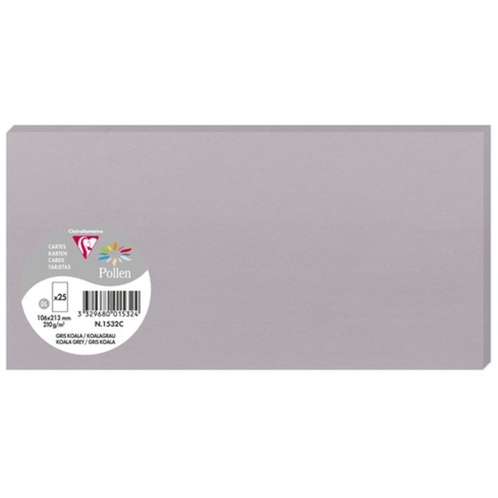 Confezione da 25 cartoncini Polline, DL 106x213mm, 210g grigio koala