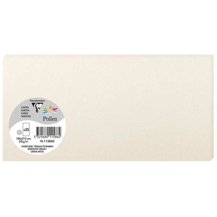 Confezione 25 biglietti Polline, DL 106x213mm, 210g Avorio Madreperla