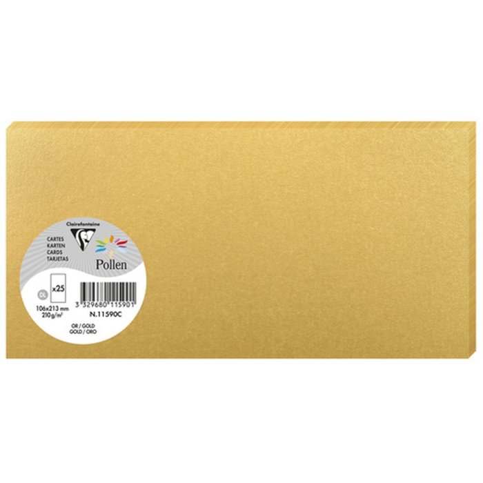 Confezione 25 cartoncini Polline, DL 106x213mm, 210g oro