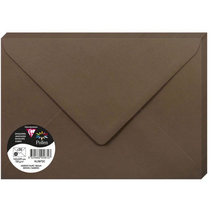 Confezione da 20 buste Pollen, C5 162x229mm, 120g marrone