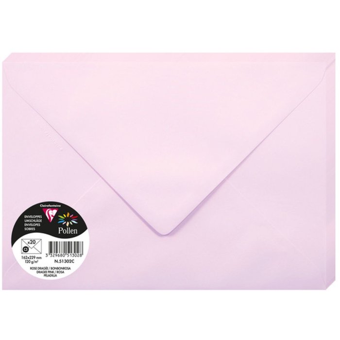 Confezione da 20 buste Pollen, C5 162x229mm, 120g rosa confetto