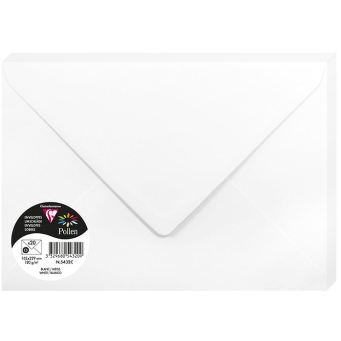 Confezione da 20 buste Pollen, c5 162x229mm, 120g bianco