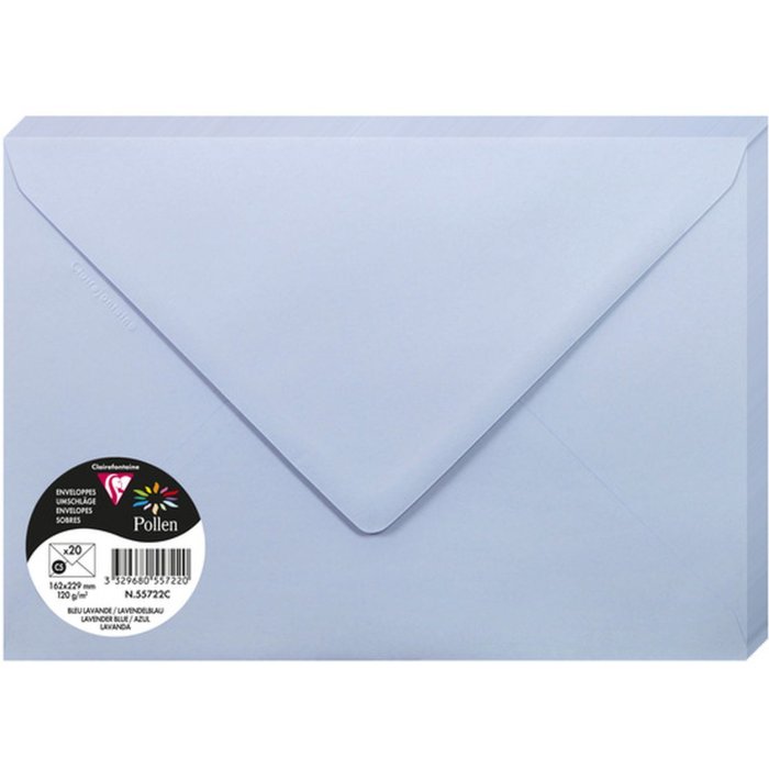 Confezione 20 buste Polline, C5 162x229mm, 120g blu lavanda