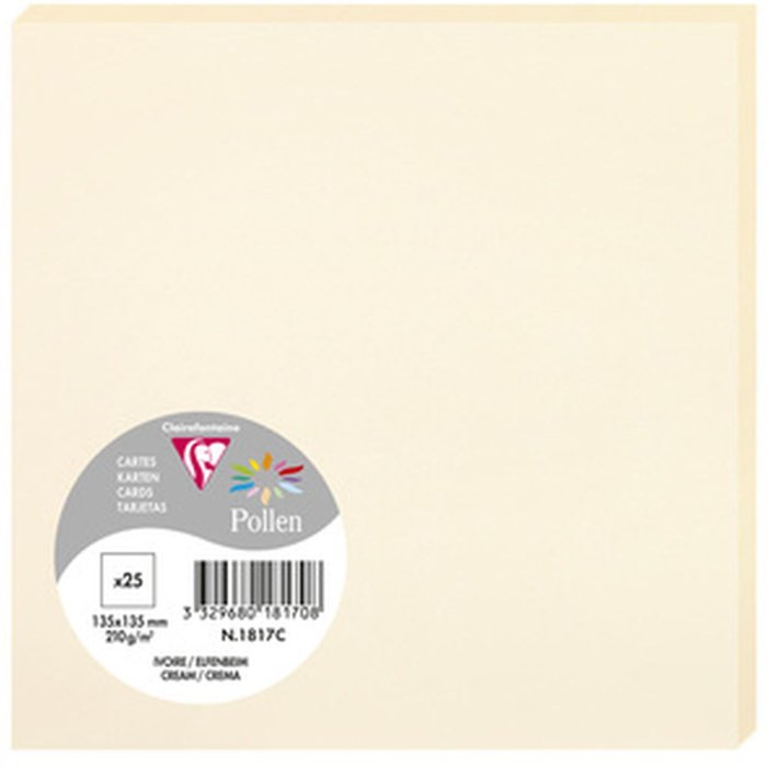 Confezione da 25 cartoncini Polline, 135x135mm, 210g avorio