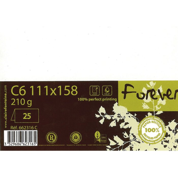 Doppio cartoncino Forever C6 210g bianco 25 pezzi