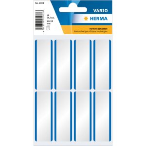 16 etichette con nome in acetato di seta bianco-blu