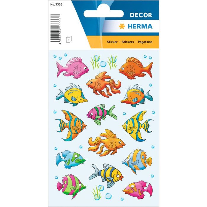 adesivi colorati a forma di pesce della gamma DECOR