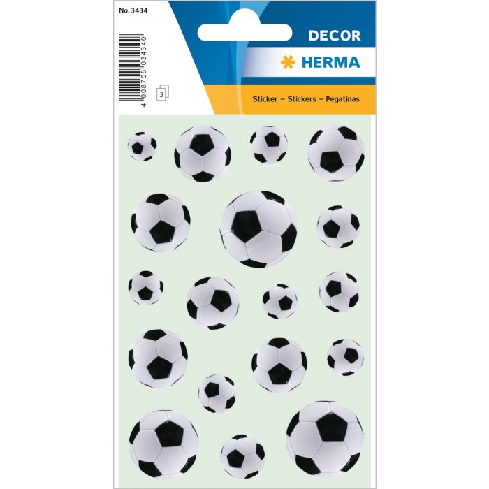Adesivi HERMA bianco-nero per palloni da calcio serie DECOR