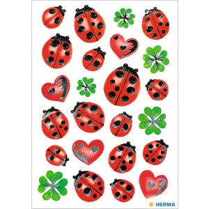 coccinella herma stickers con goffratura argentata della...