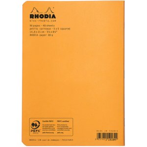 Quaderno Rhodia A5 quadrato 48 fogli arancione