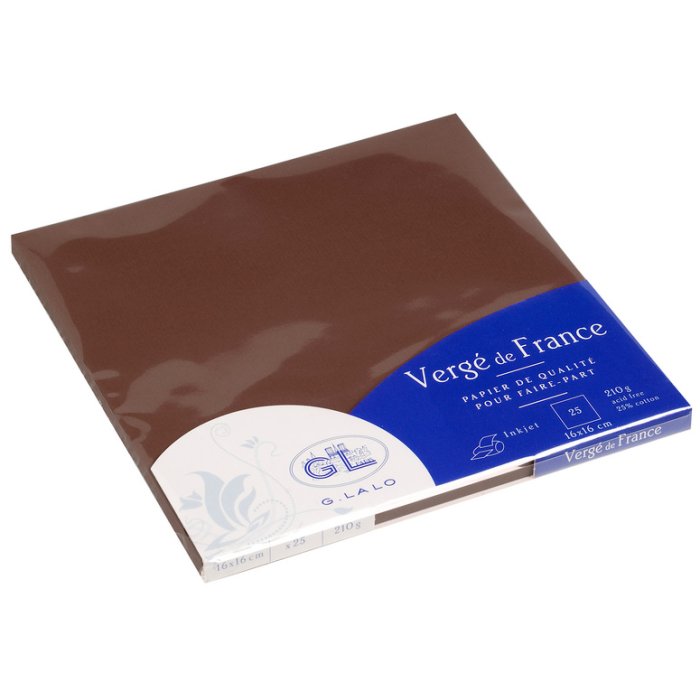 Confezione da 25 biglietti singoli vergé 160x160mm cioccolato