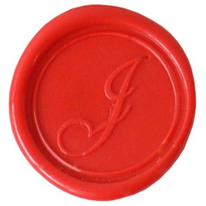 Sigillo rotondo con impugnatura in legno J italic