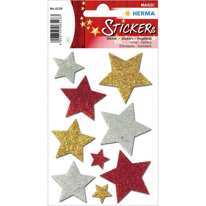 Adesivi natalizi HERMA stelle colorate e glitterate