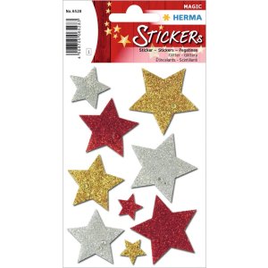 Adesivi natalizi HERMA stelle colorate e glitterate
