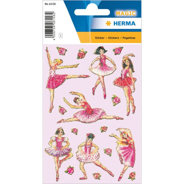 herma rosa ballerina sticker con superficie di perline